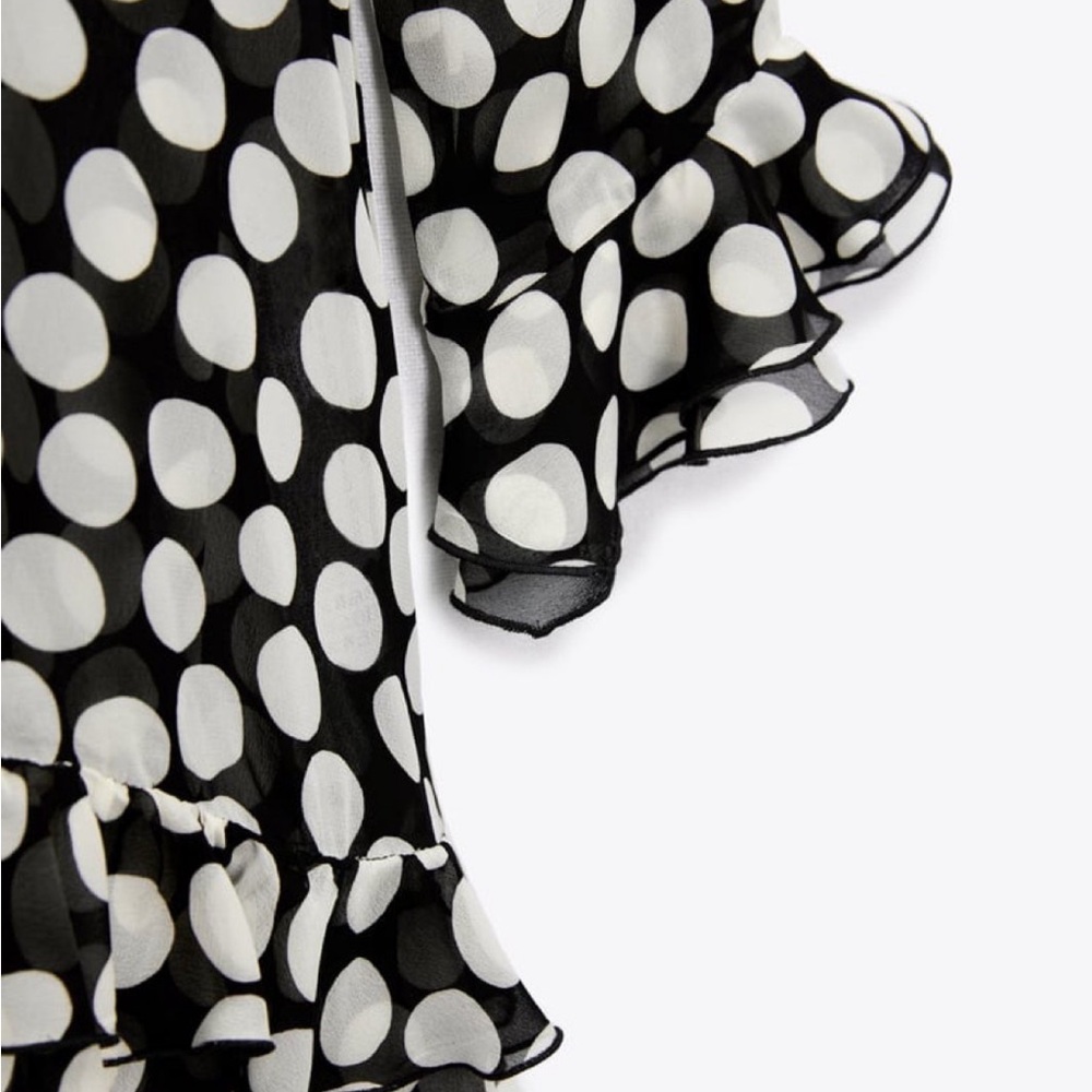 Zara Ruffled Polka Dot Blouse Dress - Small - Picture 9 of 12